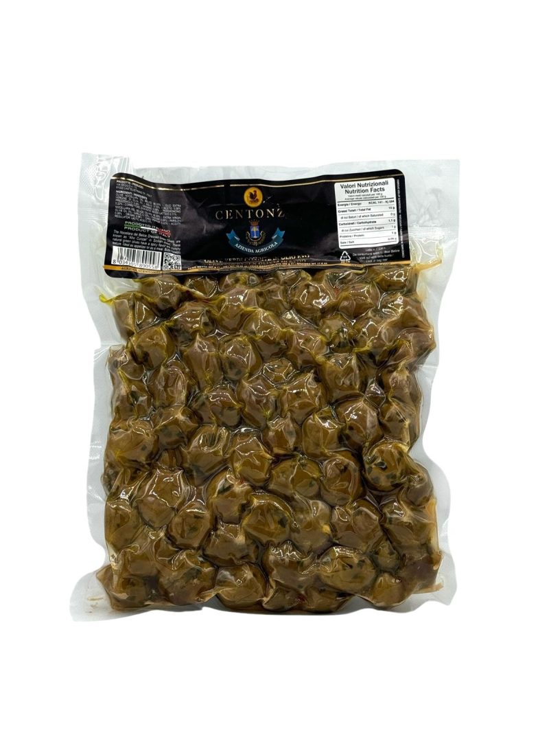 Centonze Olive Verdi Condite in Olio EVO busta 500 Gr. - immagine 1