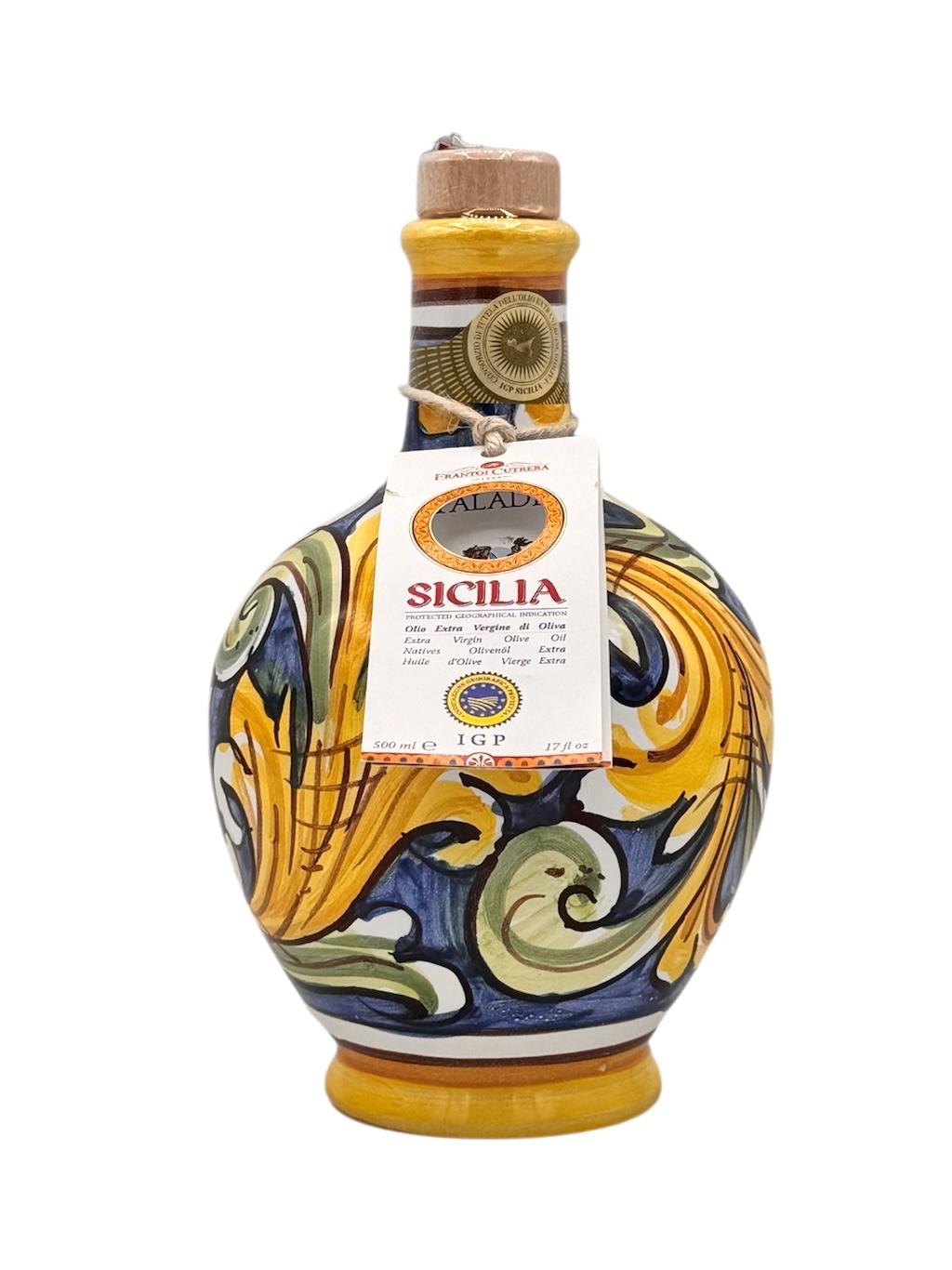 04465-000-13028-jpg Cutrera Paladini Olio EVO Bottiglia di Ceramica Decorata Bio 0,50 Lt. - immagine 1